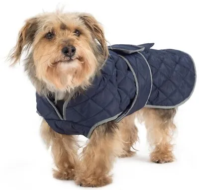 Ancol Muddy Paws Navy Quilted Dog Coat Harness Compatible • £22.99