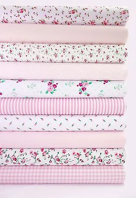 Fabric Bundle Pink 10 Fat Quarters Polycotton Craft Material Floral 21  55cm • £14.99