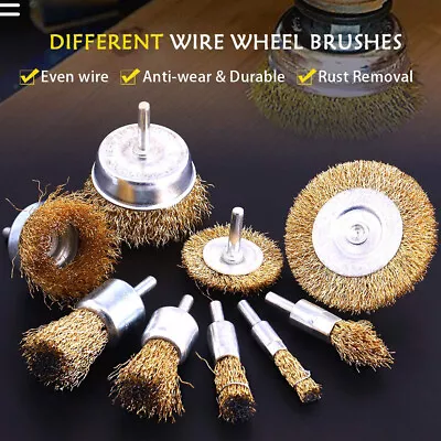 Set Of 9 True Brass Wire Wheel Brush Kit Crimped Cup Brush For Drill Cleaning  • $21.97