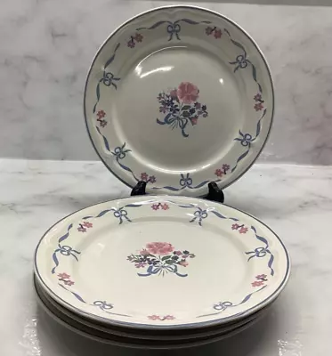 Newcor Stoneware VICTORIA 7.5” Salad Plates Flowers 1989 Forman Design Set 4 • $15