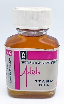 $21 • Buy Vintage Winsor & Newton Artists Linseed Stand Oil 1970s 2 1/2 Oz FULL