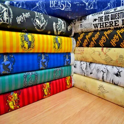 HARRY POTTER Fabric 100% Cotton Material Hogwarts Logo Marauders Map • £12.99