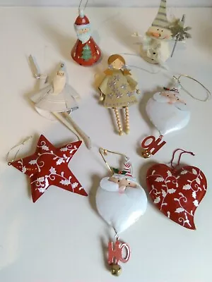 Vintage 8 Metal 3D Rare Christmas Decorations Santa Angel Snowman Star Heart • $25