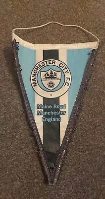 Rare Vintage Manchester City Club Crest Blue And White Maine Road Large Pennant • £18