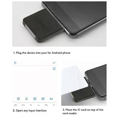  ID Mobile Phone Card Reader Type C Interface 125Khz Card Reader Black NGF • $16.73