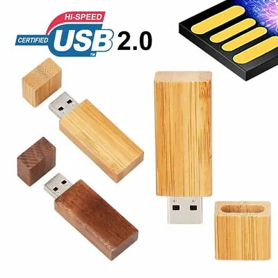 USB Flash Drive 64GB 32GB 16GB USB 2.0 Stick Square Wooden Bamboo Memory U Disk • $5.19