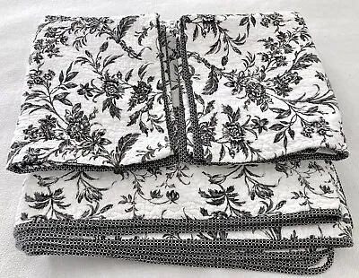 Laura Ashley AMBERLEY Black White French Toile Queen Quilt 2 Shams Bedspread • $59