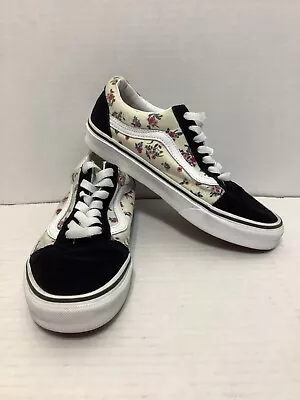 VANS Old Skool Ditsy Floral Classic White Black Size Women's 6.5 (Discoloration) • $5