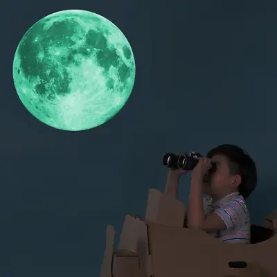 Glow In The Dark Wall Or Ceiling Moon Stickers – Green Luminous Big Moon Wall St • $18.60