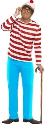 Smiffys Mens Wheres Wally Costume Top Trousers Glasses  Hat Colour Red And W • £32.73