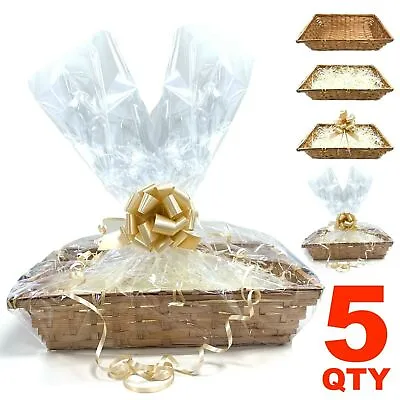 5 X DIY Make Your Own Hamper Wicker Gift Basket Box Kit Shred+Cellophane+Bow  • £27.49