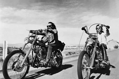 EASY RIDER FONDA HOPPER HARLEY CHOPPER MOTORCYCLE POSTER PRINT B&W 16x24 9 MIL • $25.95