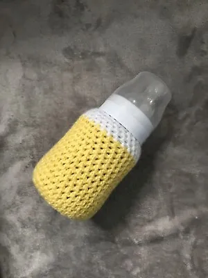 Baby Bottle Cover Yellow And White  Avent Milk Bottle Cozy  For 9oz Bottle Gift • £4.99