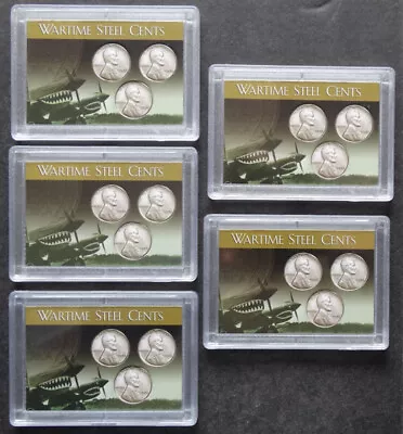 5  Wartime Steel Cents Penny Flying Tigers Frosty Case Snaplock Coin Holder 2X3  • $16.95