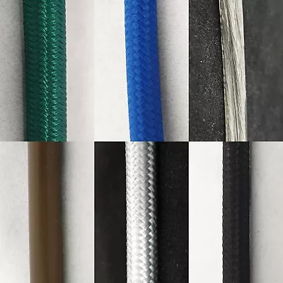 3 Core Round Braided Fabric Or PVC Electrical Flex Cable Coloured • £3.89