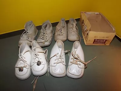 4 Pair Vintage Leather Lace-Up Baby/Toddler Shoes • $28