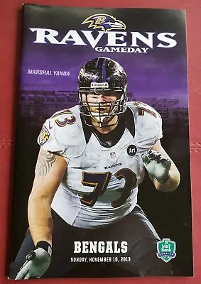 BALTIMORE RAVENS 2013 NFL GAME PROGRAM Vs BENGALS MARSHAL YANDA • $3.99