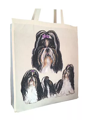 £10.99 • Buy Shih Tzu Group Cotton Shopping Bag Tote With Gusset & Long Handles Perfect Gift