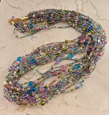 JOAN RIVERS Multi Color Pastel Czech Glass Multi Strand Necklace • $50