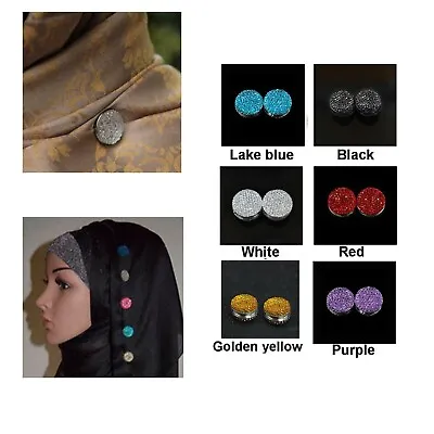 12 X Magnetic Round Hijab Pin Headscarf Abaya Clasp Brooch Scarf Shawl Crystal • $16.17