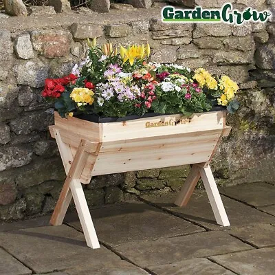 £5.99 • Buy Garden Grow Raised Medium Vegetable Planter Flower Bed Wooden Framed Trough NEW