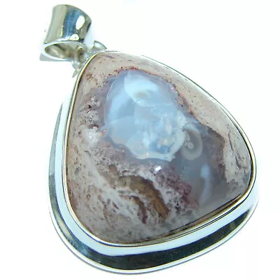 Stormy Sky Natural  Mexican Fire Opal .925 Sterling Silver Handmade Pendant • $141.60