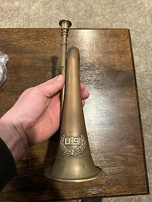 Civil War Brass Bugle Horn Patina Solid Metal Collector Blemishes Military Army • $119.69