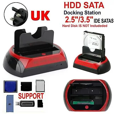 ALL In One HDD Docking/Dock Station HD Dual Bay USB To SATA IDE 2.5  3.5    UK • £23.62