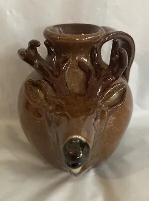 Face Jug Vase Pottery  Jack T. Maness NC Deer Extremely Rare Vintage Excellent • $295