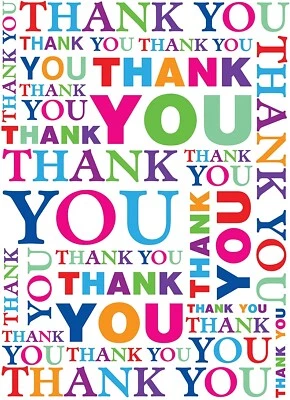 £3.99 • Buy Large Multicoloured Thank You Card – Tracks Colourful Typography Artwork