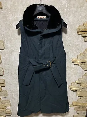 Marni Wool Real Fur Collar Sleeveless Coat Size 42 • $530