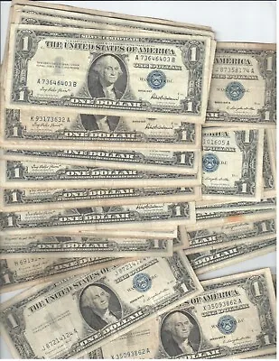 🔥Lot Of 5 1935+1957 Silver Certificates Dollar $1 Bills Blue Seal VG-VF+ • $18.99