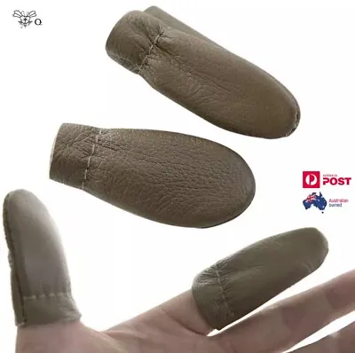 $7.50 • Buy Craft Thumb Index Finger Sleeve Cow Leather Thick Tough Thimble Protector 1 Pair