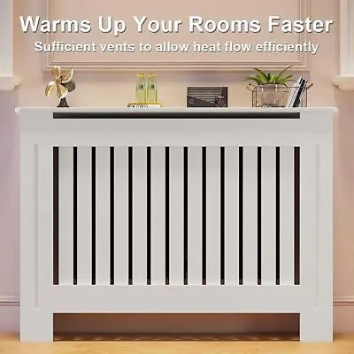 White Radiator Cover Cabinet Small Large Modern MDF Slat Wood Grill Furniture • £25.49