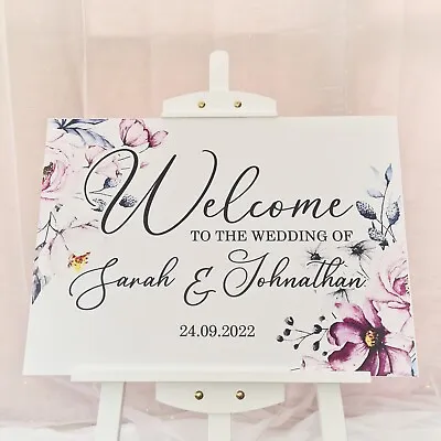 A2 Wedding Welcome Sign Board - W07 - Birthday Sign - Personalised • £19.99