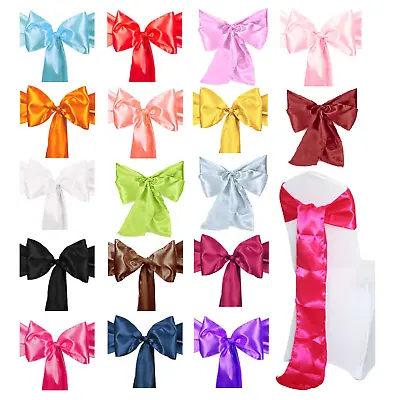 £2.85 • Buy Satin Sashes Chair Cover Bow Wide Sash Bows Wedding Venue - Pack Of 1 25 50 100