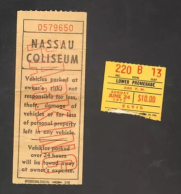 Elvis Presley Original Concert Ticket Stub & Parking 6/24/73 Long Island Ny • $149.99