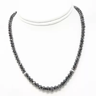 $3999 • Buy NYJEWEL 14k White Gold 100ctw Natural Black Diamond Necklace 16.5 