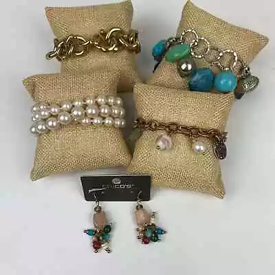 Chunky Charm Pearl Bracelets J Crew Chico’s Baubble Bar And Earrings • $22