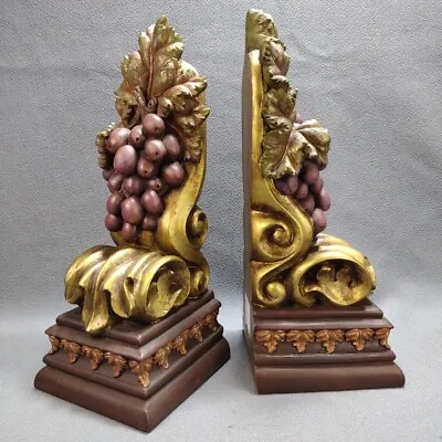 Set Of 2 Corbels Wall Shelf Grapes Bookends Italian Style Sconces 10  Vintage  • $19