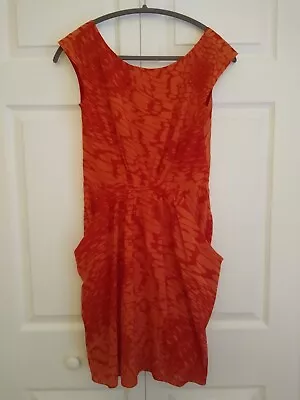 Shoshanna Size 2 Lined Orange Print Dress With Pockets • $17.99