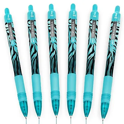 6x Zebra Z-Grip Smooth Ballpoint Pen - Funky Flame Stripe Blue Barrel - Blue Ink • £4.99