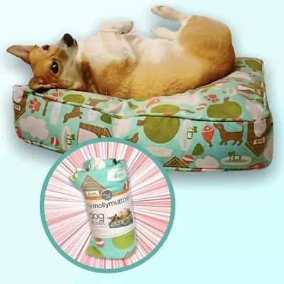 Small Molly Mutt Bed Dog Duvet - Cover Only - Turquoise/Blue Green Red & Brown • $24.95