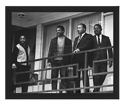 Martin Luther King Jr On The Balcony Of The Lorraine Motel 8x10 B&w Framed Photo • $19.99