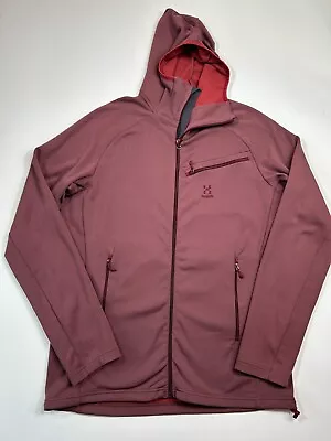 Haglofs Jacket Mens Large Red Full Zip Nengal Mid Hoodie Windbreaker Outdoors • $59.99