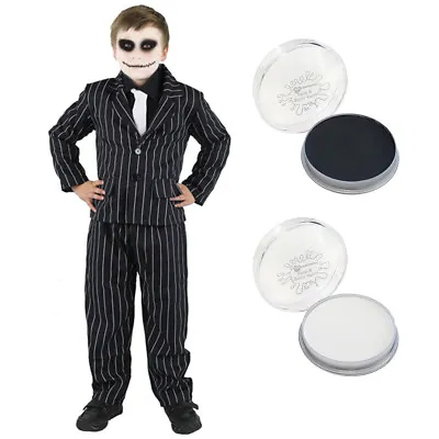 £19.99 • Buy Childs Pinstripe Suit Skeleton Facepaint Halloween Fancy Dress Character Costume