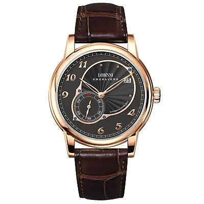 Lobinni Mens Luxury Watches Automatic Ulththin Mechanical Wristwatch Small Rotor • $239