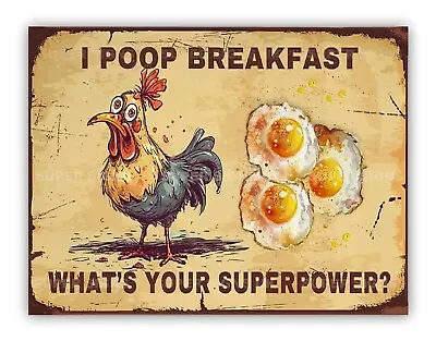 Funny   Chicken Superpower   Metal Sign Pet Kitchen Cafe Eggs • £4.99