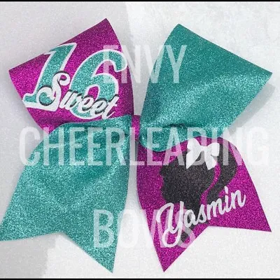 Cheerleading Birthday Glitter Cheer Hair Bow Free Name Added / Other Colours • £12