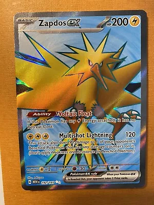 Pokémon TCG Zapdos Ex Scarlet & Violet-151 192/165 Holo Ultra Rare • $12